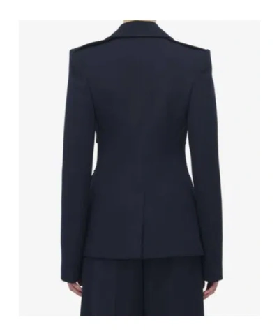Alexander Mcqueen Wool Uniform Jacket In Blue