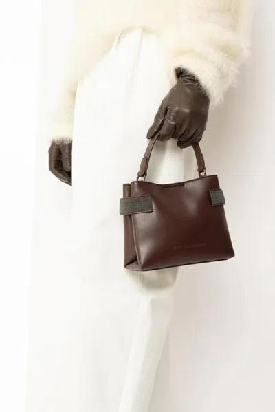 Brunello Cucinelli Mini Crossbody Bag In Neutral