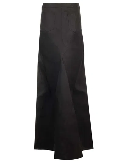 Rick Owens Linen Twill Long Skirt Jackets Black In Black