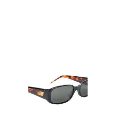 Casablanca Bold Rectangular Frame Sunglasses With Tortoiseshell Accents