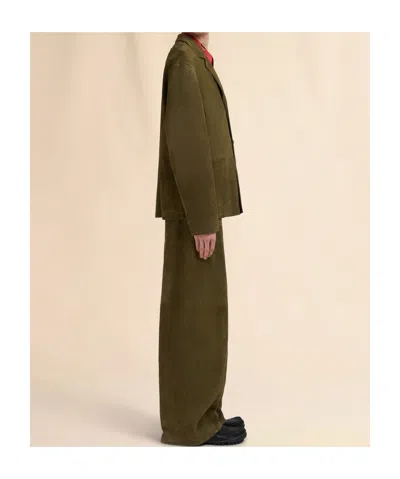 Marni Leather Wide-leg Trousers In Green