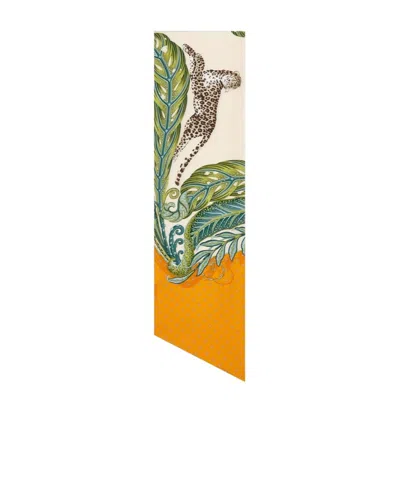 Ferragamo Leaf And Leopard Print Silk Scarf In Multi