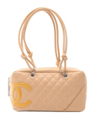 Pre-owned Chanel 2005 Cambon Quilted Leather Shoulder Bag In Neutral