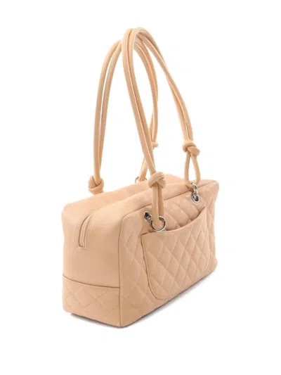 Pre-owned Chanel 2005 Cambon Quilted Leather Shoulder Bag In Neutral