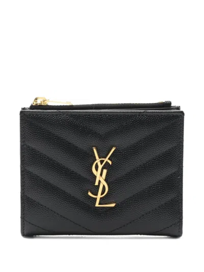 Pre-owned Saint Laurent 2021 Monogram Bi-fold Wallet In Black