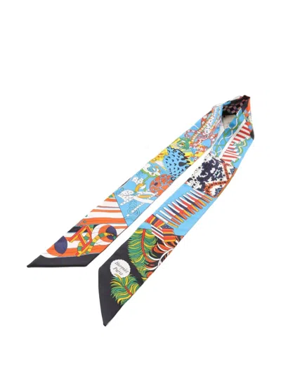 Pre-owned Hermes 2021 De L'ombrelle Aux Duels Vieux Ribbon Scarf
