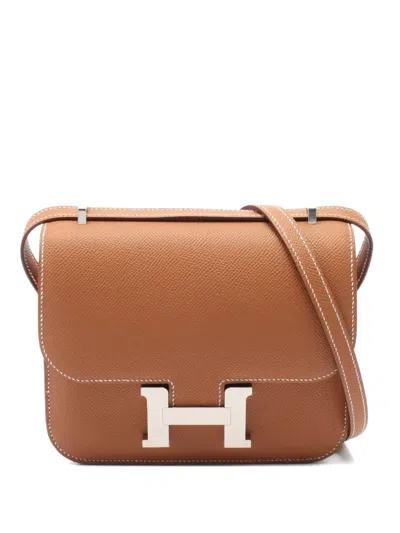Pre-owned Hermes 2024 Mini Constance 3 Shoulder Bag In Brown