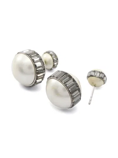 Pre-owned Dior 2000s Pearl Rhinestone Earrings
