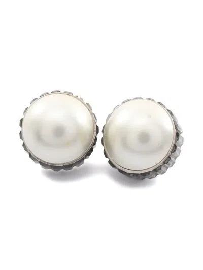 Pre-owned Dior 2000s Pearl Rhinestone Earrings
