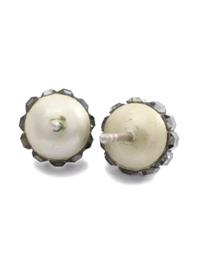 Pre-owned Dior 2000s Pearl Rhinestone Earrings