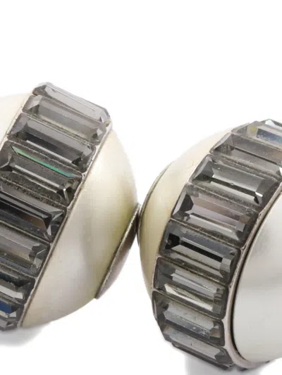 Pre-owned Dior 2000s Pearl Rhinestone Earrings