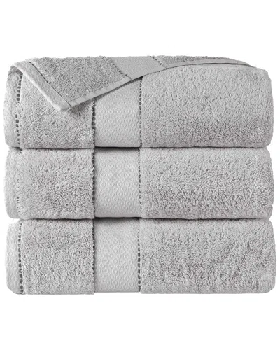 Superior Set Of 3 Niles Giza Cotton Dobby Ultra-plush Thick Soft Absorbent Bath Towels In Gray