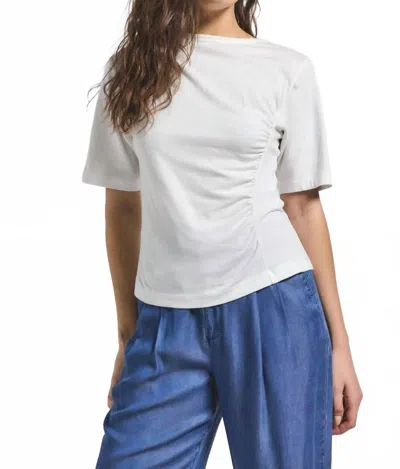 Derek Lam 10 Crosby Frederic Ruched Short Sleeve Tee In Blanc De Blanc In White