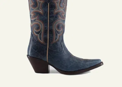 Buck & Brana Tessa Fine Leather Cowgirl Boots In Petroleum In Blue