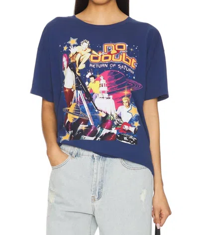 Daydreamer No Doubt Return Of Saturn Collage Merch Short Sleeve Top In Washed Indigo