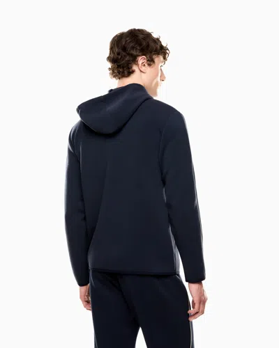 Ea7 Gold Label Viscose-blend Hooded Sweatshirt In Blue