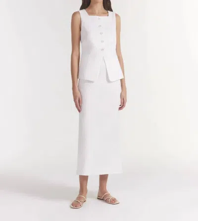 Saloni Carine Linen Midi Skirt In Ivory In White