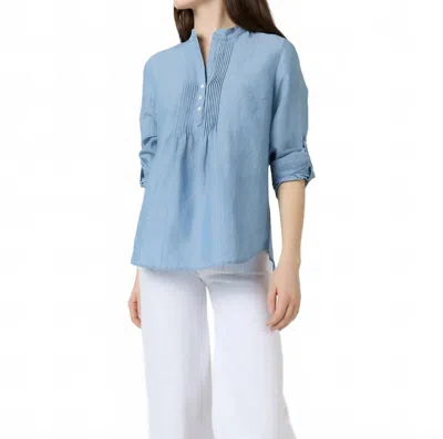 Ann Mashburn Robin Long Sleeve Shirt In Extra Light Washed Cotolino Chambray