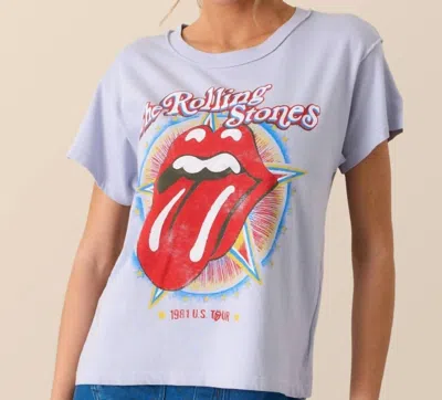 Daydreamer Rolling Stones 1981 Reverse Girlfriend Short Sleeve Top In Lavender Sky