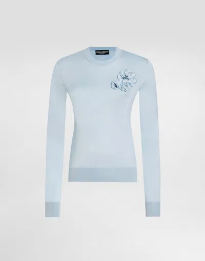 Dolce & Gabbana Silk Pullover With Flower Brooch