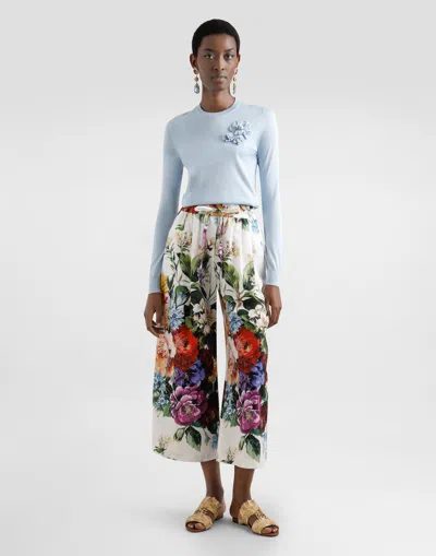 Dolce & Gabbana Silk Pullover With Flower Brooch