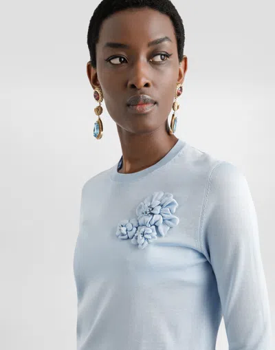 Dolce & Gabbana Silk Pullover With Flower Brooch