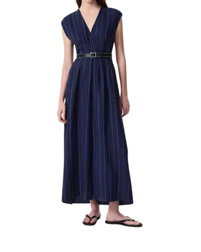 Rag & Bone Ines Pinstripe A-line Maxi Dress In Blue