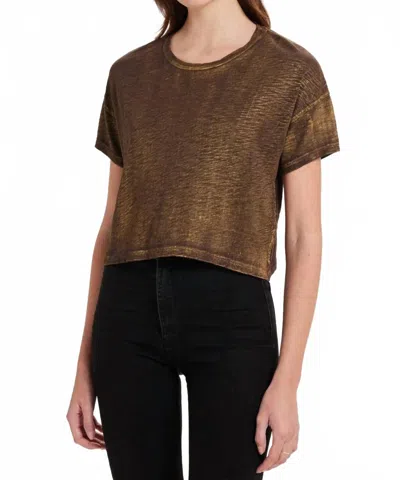 Goldie Lewinter Metalic Sparkle Crop Short Sleeve Top In Gold