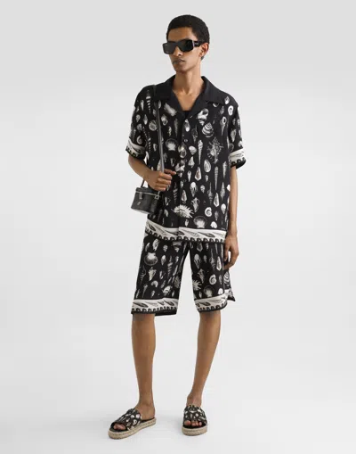 Dolce & Gabbana Seashell-print Shirt In Black