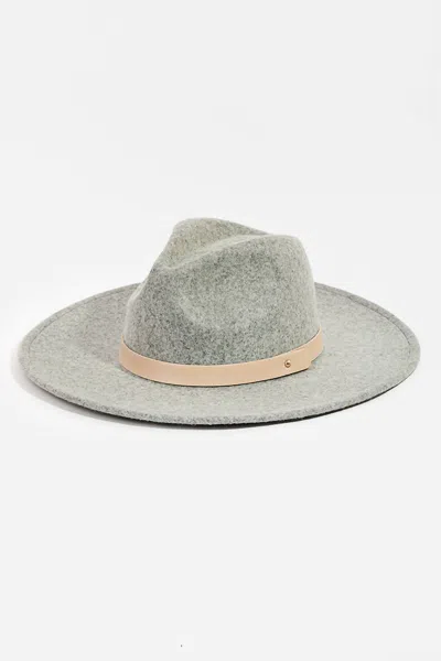 Fame Accessories Women's Wool Felt Flat Brim Fedora Hat In Grey