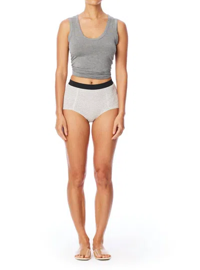 Lblc The Label Lucy Boxer Short In Grey White Stripe