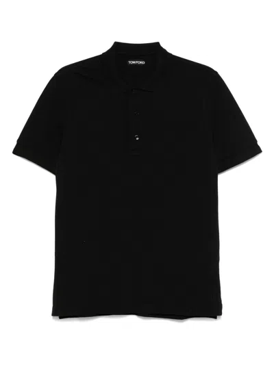 Tom Ford Pique Polo Shirt Ss Lyocell In Black