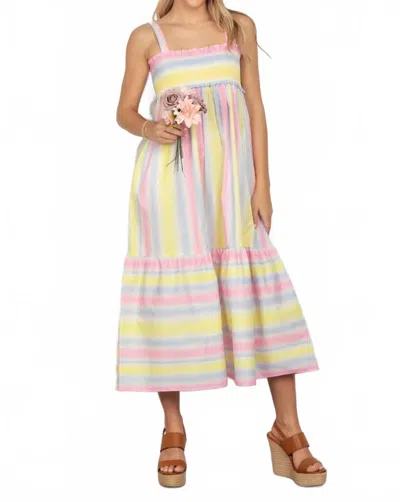 Trendsi Very J Striped Woven Smocked Midi Cami Dress In Pinkcombo In Multi