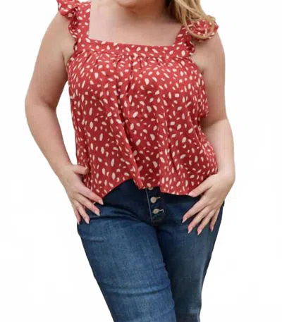 Be Stage Woven Top In Brick/white Dots In Orange