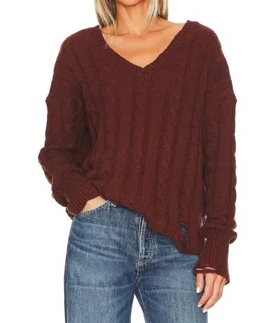 Nsf Everlyn V-neck Sweater In Veneer In Burgundy