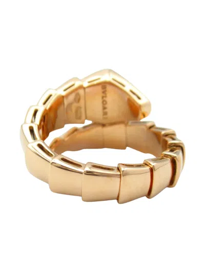 Pre-owned Bvlgari 2010s 18k Rose Gold Serpenti Diamonds Ring