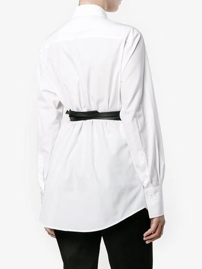 Shop Valentino Belted Poplin Shirt In White