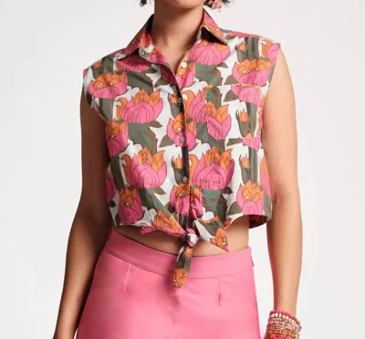 Frances Valentine Rizzo Top Fireflower In Pink/multi In White