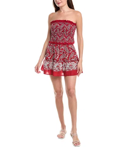 Sea Ny Theodora Paisley Strapless Smocked Cover-up Dress In Red
