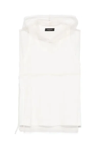 Fabiana Filippi Layered Jersey Top With Sheer Overlay In White