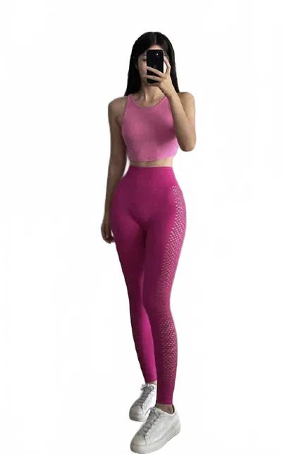 Rockstar Peach Fishnet Leggings In Pink