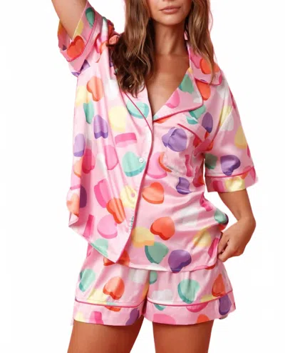 Peach Love Conversation Heart Valentine Jammies In Pink