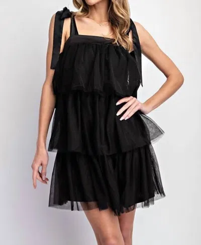 Llove Bianca Tulle Mini Dress In Black