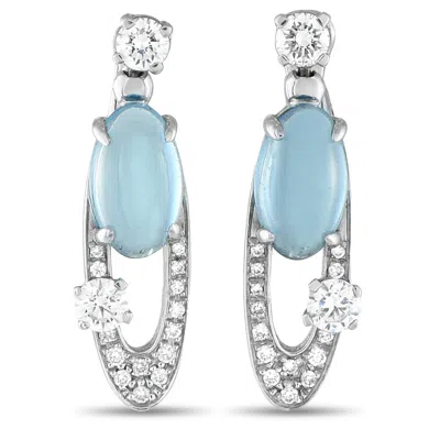 Bvlgari Elisia Collection 18k White Gold 1.10ct Diamond And Topaz Earrings Bv15-061125