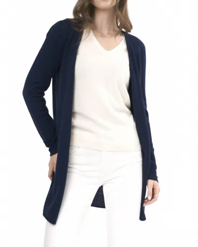 Cashmere Clouds Longline Cardigan In Navy