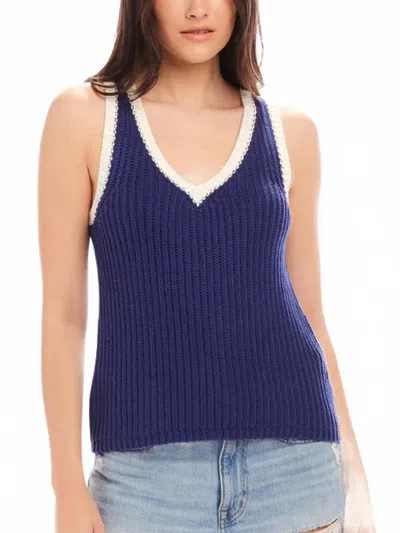 Fifteen Twenty Nicole Contrast Trim Sweater Vest In Blue
