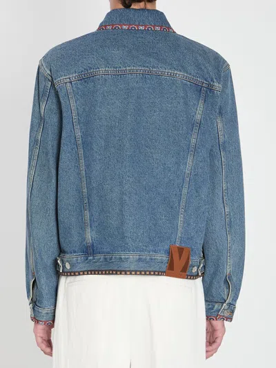 Valentino Denim Jackets Embroideries In Blue
