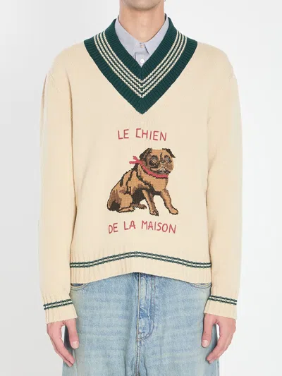 Valentino Le Chien De La Maison Wool Sweater In Neutral