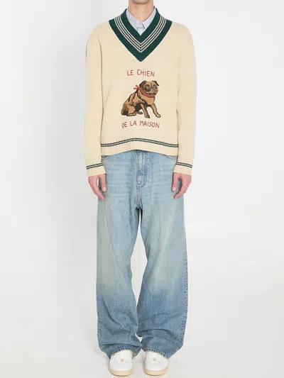 Valentino Le Chien De La Maison Wool Sweater In Neutral