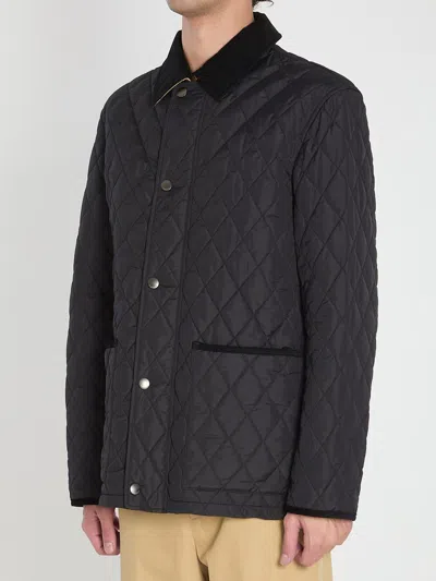 Burberry Corduroy-trimmed Quilted Nylon Barn Jacket In Black